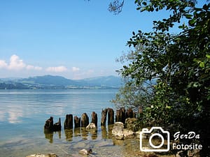Blick auf Traunsee von Unterm Stein gegenüber Gmunden